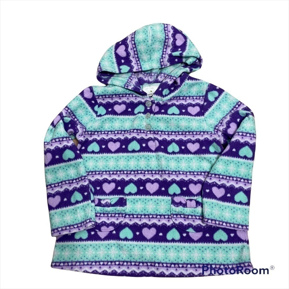 Jumping Beans Fleece Sweatshirt Heart Print Sz 3T Blue Purple